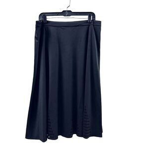 Kate Kasin A-Line Midi Skirt Size XL Black Elastic Waist Casual